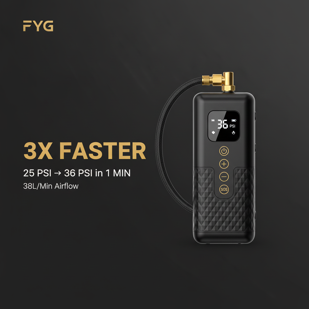 FYG Portable Tyre Inflator - 3X Faster Inflation Feature