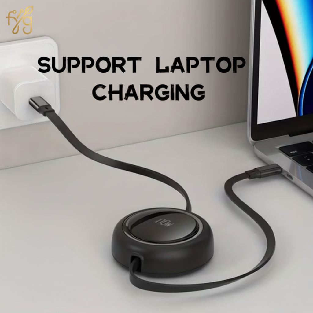 Retractable cable supporting laptop charging